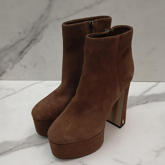 Sam Edelman NWOT Eli Platform Heeled Brown Suede Bootie 6.5 - Picture 7 of 7